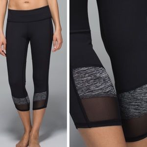 Lululemon • If You’re Lucky Mesh Crop Leggings in Black/Heathered Black
